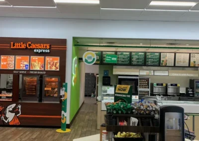 Little Caesars and Subway counters inside of Davis Express