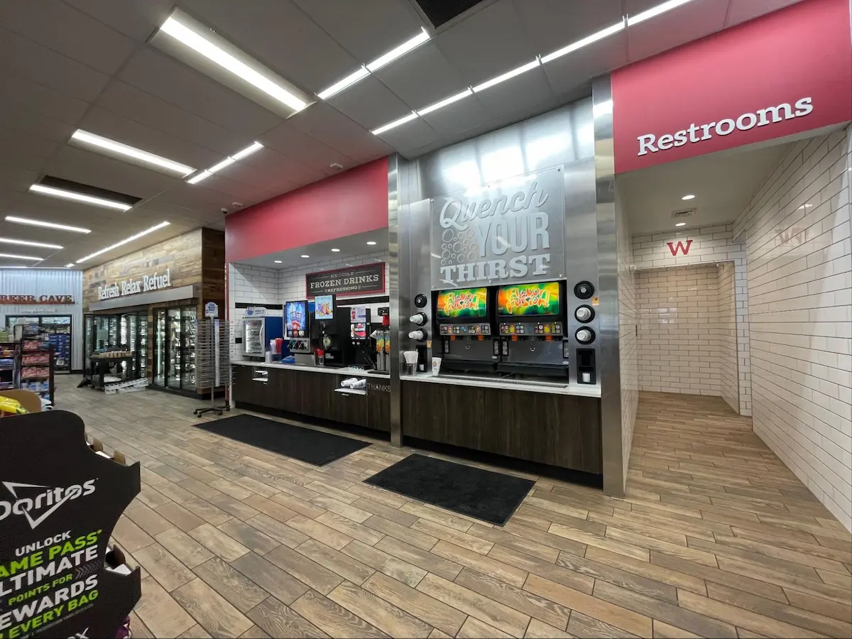 Soda fountain inside of Davis Express